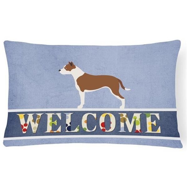 Carolines Treasures BB8325PW1216 Pit Bull Terrier Welcome Canvas Fabric Decorative Pillow, Carolines Treasures, Mfr#: BB8325PW1216